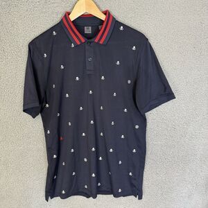 G/FORE Black Polo Shirt with Red and White Accents